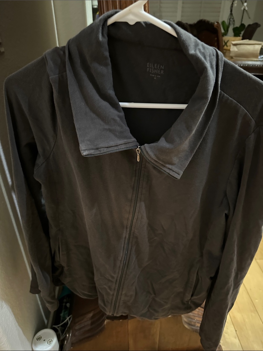 Eileen Fisher Charcoal Zip-Front Jacket